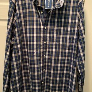 IZOD Men’s blue plaid button down long sleeve shirt XXL New With Tag!